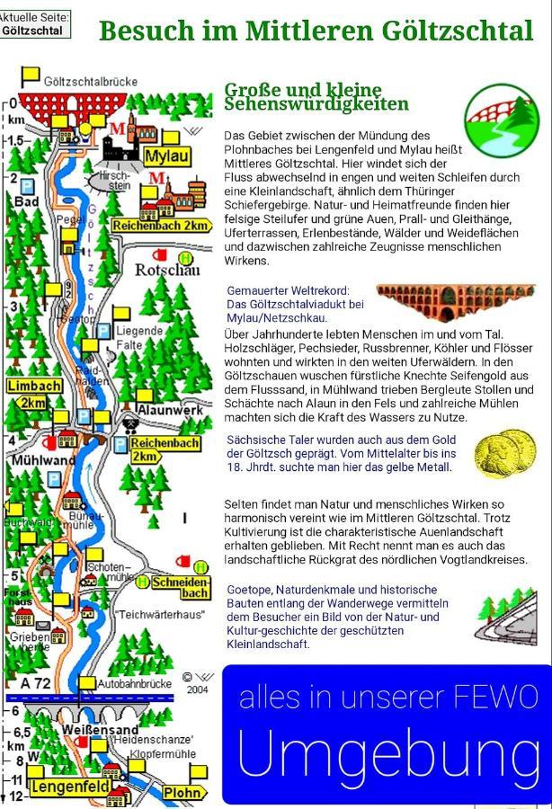 רייכנבאך אים פוגטלנד Ferienwohnung "Blick Mylau" - Naehe Freizeitpark Plohn & Weltgroesster Ziegelsteinbruecke מראה חיצוני תמונה